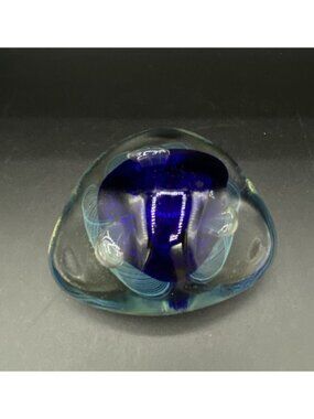 Beautiful Signed & Dated 1984 Williams Veiled Art Glass Paperweight READ
